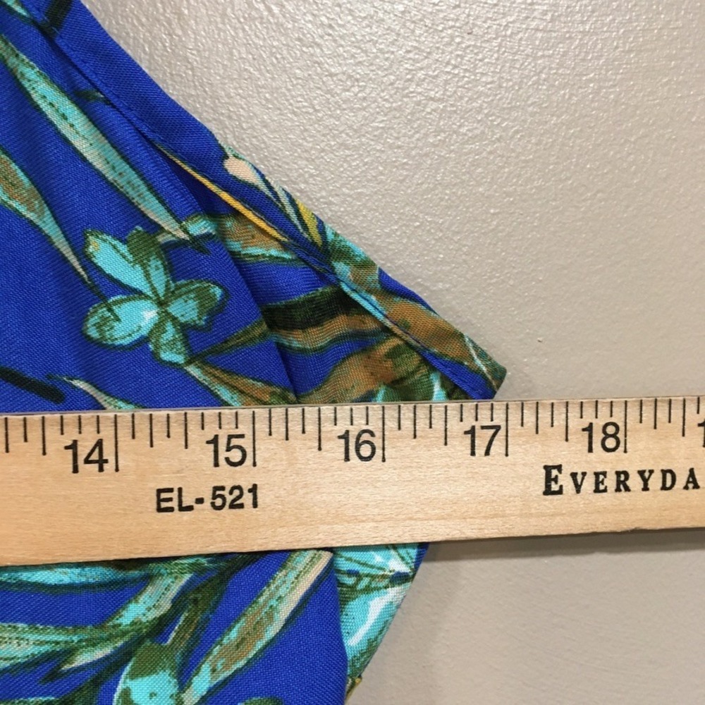 BOG Collective Tropical Floral Tiered Maxi Dress Womens M Blue Green Boho Resort - Picture 6 of 14